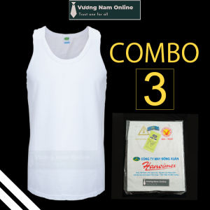 Áo lót nam cotton 3 cái hanoisimex ba lỗ sát nách trắng thấm hút mồ hôi tốt VNO03