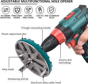 Adjustable Diameter Hole Saw 45mm-130mm Dia Hole Cutting Drill Bit For Drilling Holes In Wood Plastic Drywall Thin Metal
