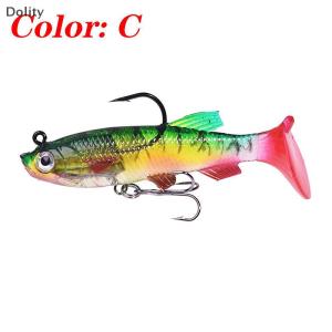 🎄【Special price】Dolity T-tail Soft Bait Package Lead Bait Bait Set 7.5cm 12g Fishing Cocked Mouth Bass Bionic Double Hook Road Sub-bait