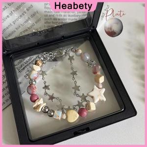 Heabety Harajuku Star Bracelet Girl Pentagram Pearl Beaded Bangle For Women Vintage Aesthetic Charm Bracelet Accessories Jewelry Gift