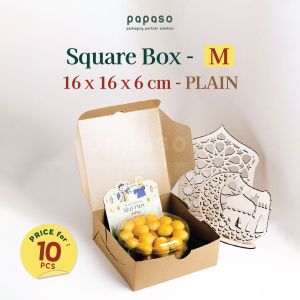 (isi 10pcs) Dus Dos Box Kotak Roti Kue 16x16x6cm Kraft Full Laminating 1 Sisi SB-M-PLAIN