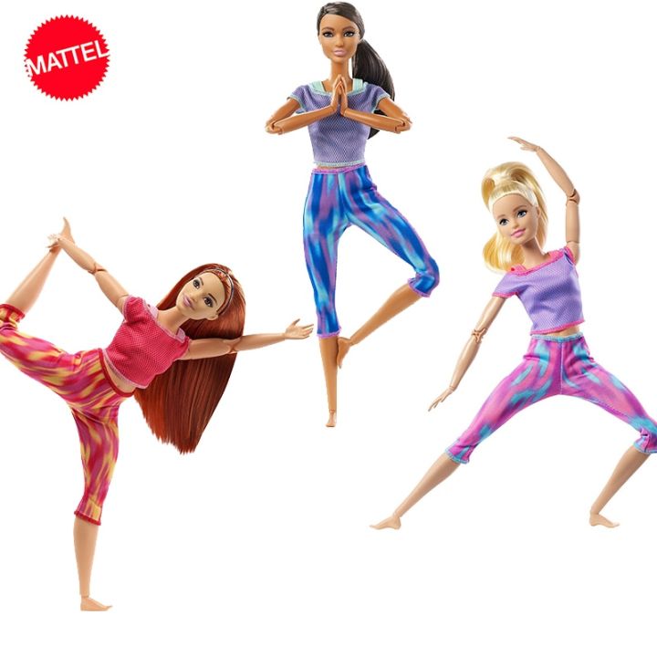Original Mattel Barbie Yoga Doll Made Exercise To Move with Accessories  Body Joint Mobility Toys for Girls Educational Prop GIft