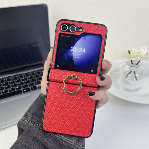 New Pu Leather Skin Phone Case For Samsung Galaxy Z Flip 6 Z Flip 5 Z Flip 4 3 5G Protective Shell Cover tide brand coach design
