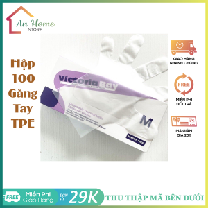[FreeShip HCM] Hộp 100 Găng Tay TPE Găng Tay Nấu Ăn Làm Bếp Siêu Dai Chống Nhăn Victoria Bay