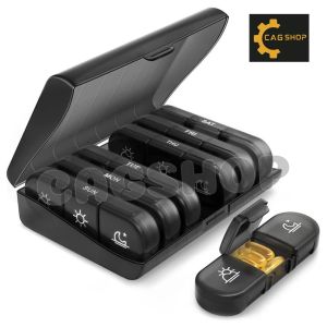 CAG SHOP 7 Days Pill Box Portable Pill Box 21 Grid Black Pill Box Sorting Box Seven Days a Week Pill box