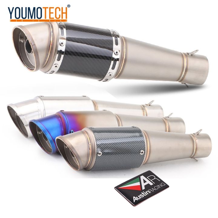 Universal 370mm Motorcycle Exhaust Muffler Pipe With DB Killer – Fits 38-51mm, Stainless Steel, Titanium Finish
