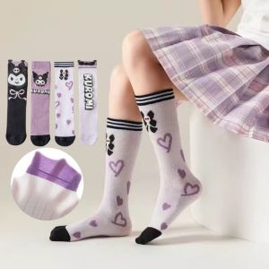 Sanrio Kawaii Kuromi Y2K Childrens Socks Cotton Stockings Cute Girls Cartoon Knee Sock Cosplay Dress Up Gift