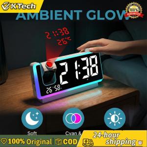 【Vktech】 Projection Alarm Clock Large LED Display Digital Clock LED Mirror for Hearing Impaired & Deaf People