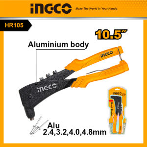 Kìm Rút Rivet 10 Inch INGCO HR104/HR105 Đầu Rút 2.4-4.8mm Kèm Cờ Lê Và Đầu Đinh Tán Di Động