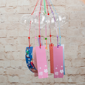 กระดิ่งลมแก้วใสแบบแขวน สไตล์ญี่ปุ่น สําหรับตกแต่งบ้าน สวน กลางแจ้ง