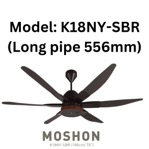 KDK MOSHON SERIES K18NY-RBR /K18NY-SBR 6 BLADES REMOTE CONTROL CEILING FAN WITH TWIN DC MOTOR TECHNOLOGY [70"]