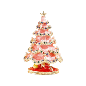 YOUSHI TOP Metal Christmas Tree Ornaments Enamel Colorful Jewelry Storage Box Luxury Pearl Crystal Christmas Decoration Home Decoration