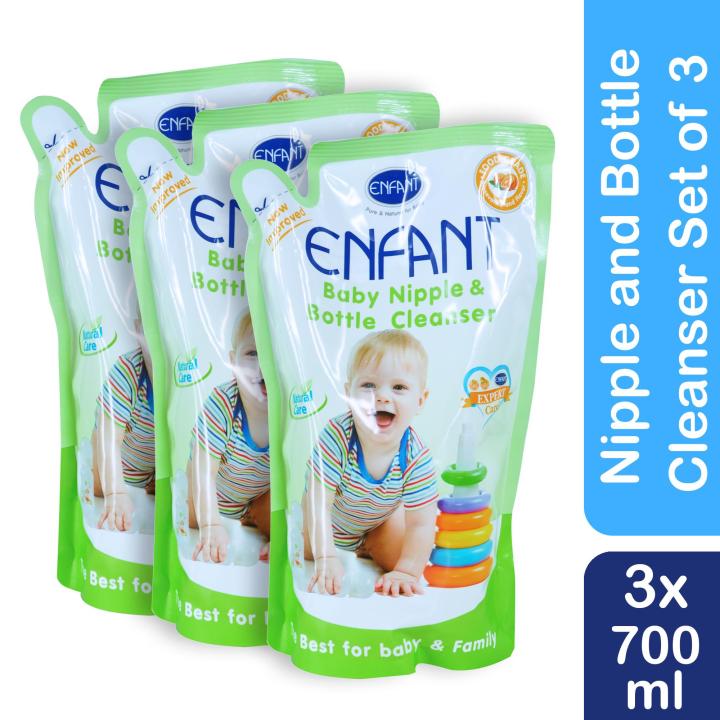 Enfant Nipple and Baby Bottle Liquid Cleanser Bottle Wash Refill 700 ml  (pack of 3) Lazada PH