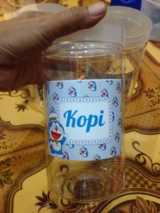 D2-TEMPAT/TOPLES GULA KOPI TEH TAHAN AIR DAN MINYAK WATERPROOF STIKER TOPLES DORAEMON BIRU
