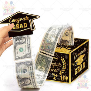 Graduation Money for Cash Gift Pull Black Gold Money Surprise Gift 2025 Grad Suprise Funny Graduation Party Gift Pull Money Cash Graduation Money Holder for Cash with Pull Out Card DIY Set