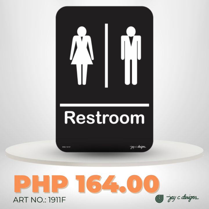 Male/Female Restroom Sign Public Toilet Door Sign Bathroom Indoor Signage Acrylic Signage with double adhesive tape -  6.0" x 9.0" x 1.5mm - Jay C. Designs - 1911