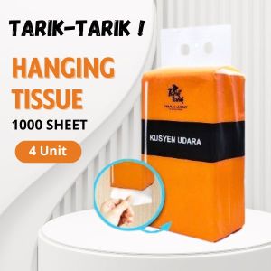 Tarik-Tarik 4-Pack Multi-Layered Hanging Tissue | 1000 Sheets | Soft Touch Facial Tissues | Household Essentials