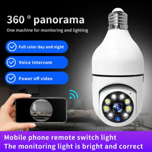 V380 Pro 1080P Bulb LED CCTV camera connect to cellphone with voice 360 Degree Panoramic wireless Wifi Light Bulb HD Security IP Night Vision Hidden Security Camera for house monitor phone