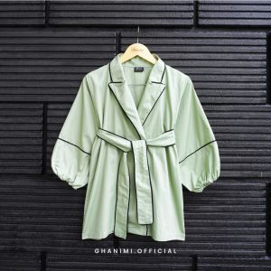 Ghanimi - Vlora Blazer / Jas Wanita Katun Polos / Blazer Kerja / Jas Kerja / Blazer Polos / Blazer Casual Formal / Blazer Timeless / Blazer unik / Blazer Simple / Blazer Tali