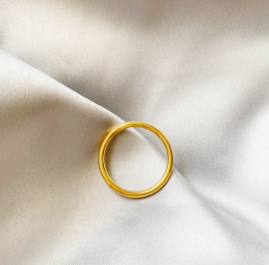 [READY STOCK]Solid Plain Sand Gold Polished Ring三生三世实心素圈戒指 包18K金古法传承沙金光面戒指指环韩版情侣