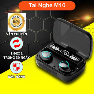 Tai nghe bluetooth M10 Pin Trâu 3500mAh Bản Quốc Tế Có Mic Đàm Thoại Kháng Nước Bụi âm thanh trung thực đèn Led đẹp mắt hộp sạc có màn hình