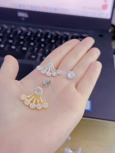 {loại1} Bông tai vành đeo 2 kiểu gắn đá cz nhân tạo siêu sáng Kami trang sức sỉ BV2K