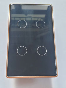 Công tắc điều khiển từ xa WiFi viền nhôm vàng màu đen dùng ứng dụng TUYA / SMART LIFE