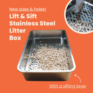 Stainless Steel Cat Litter Box With Strainer/Sifter (Jumbo & Medium Size) easy to clean Large Capacity Open Breathable Cat Litter Box Free Cat Litter Scoop