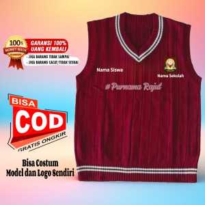 Vest knitt salur tanpa lengan - baju rompi wanita laki- laki rajut premium outerwear