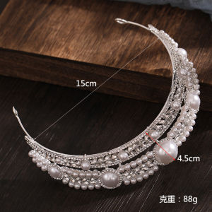 Băng đô cài tóc vương miện đính đá pha lê phong cách Âu Mỹ mẫu mới vương miện nửa vòng ngọc trai cô dâu phụ kiện váy cưới phụ kiện chụp ảnh.