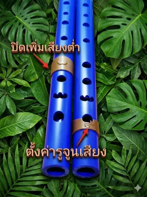 ขลุ่ย Low-B คีย์ Bb ⊘ 24x16 สีฟ้า(สีที่เนื้อขลุ่ยไม่ใช่พ่นสี) ปากนกแก้วบน