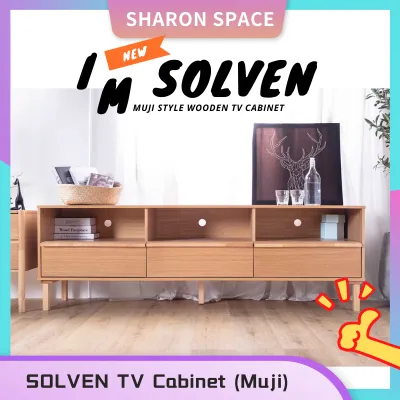 【𝑹𝑬𝑨𝑫𝒀 𝑺𝑻𝑶𝑪𝑲】SOLVEN Muji Concept Solid Wood TV Cabinet / TV Console / Kabinet TV