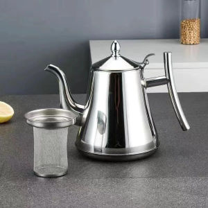 Stainless Steel Teapot With Infuser Filter Big Capacity Anti Scald Grip For Loose Tea Coffee Home Kitchen Outdoor