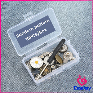 CeeJay กระดุมขยายเอวกางเกงยีนส์ กระดุมโลหะ ถอดได้ ใช้ซ้ําได้ พร้อมไขควง พร้อมกล่อง 10 ชิ้น/20 ชิ้น Jeans buttons