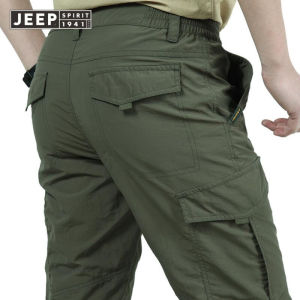 JEEP SPIRIT กางเกงผู้ชายแบบบางระบายอากาศได้ดีทหารลำลองกันน้ำกางเกงปีนเขายืดหยุ่นสูงกางเกงฤดูร้อนกลางแจ้งการปีนเขาการจับปลาหลวมแห้งเร็ว
