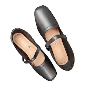 Sepatu Flat Wanita Mary Jane Ujung Bulat Hak Rendah | Sepatu Kerja & Kasual | Hitam Cream Mocca Maroon