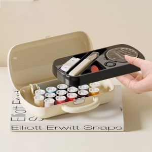 MKEB ประหยัดพื้นที่ ชุดอุปกรณ์เย็บผ้า DIY พร้อมที่จับ โดปามีน ชุดเครื่องมือเย็บผ้าแบบแมนนวล ครัวเรือน แบบพกพา กล่องเข็มและด้าย ช่างฝีมือ