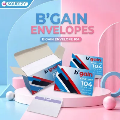 SQUEEZY Amplop Putih No. 104 GRANDIA 95x152mm BGain | Amplop Surat 1 Box Isi 100 Pcs | GR104-P