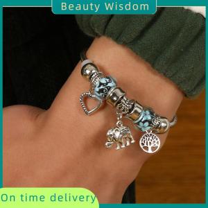 Beauty Wisdom Antique Elephant Heart Shape Charm Bracelet For Women Adjustable Beads Bracelet Bangle DIY Jewelry Gifts