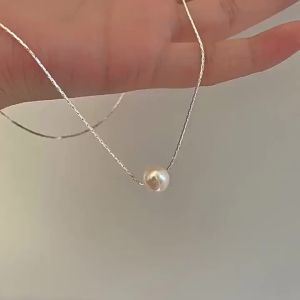 Minimalist Freshwater Pearl Plain Chain Necklace for Women ins Niche design fashionable light luxury versatile necklace