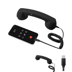 HETU070703. Type-C Phone Handset with Microphone Telephone Style Bluetooth Telephone Handset High Quality Tangle Free Wire Handheld Cell Phone Receiver