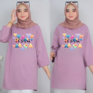 Blouse Wanita Korean Style Nala Blus Salur Bahan Kaos Katun Combed Baju Jumbo Wanita Ootd Hijab