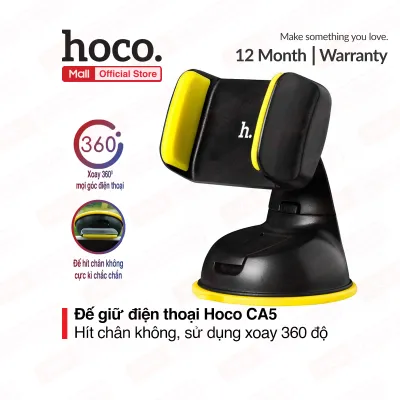 Giá đỡ Hoco CA5 kẹp điện thoại di động trên xe hơi xoay 360 độ đế hít chân không cực kì chắc chắn