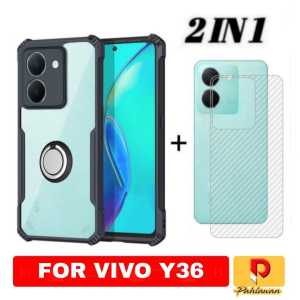 [Paket 2in1] Case Shockproof Transparent Vivo Y36 4G / Y36 5G / Y35 Casing Gratis Holder Ring
