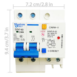 Shairme  switch Residual current circuit breaker with surge protector 2Pole 6A 10A 16A 20A 25A 32A 40A 50A 63A RCBO RCCB ELCB MCB with Lightning protection SPD （Printed in Chinese）