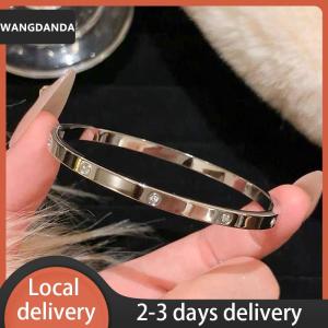 [COD] WANGDANDA Ship within 24 hours Light Luxury High-End Micro-Inlaid Full  Bracelet Female Fashion Simple Titanium Steel Non-Fade Bracelet All-Match