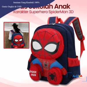 Zihui Tas Ransel Anak Sekolah Backpack Karakter Superhero SpiderMan 3D - 6388 - Red/Blue