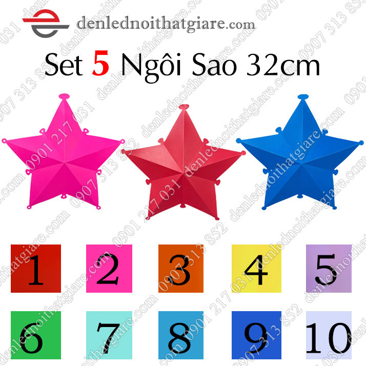 Set 5 Lồng Đèn Ngôi Sao 32cm bằng Nhựa xuyên sáng trang trí quán cafe ...