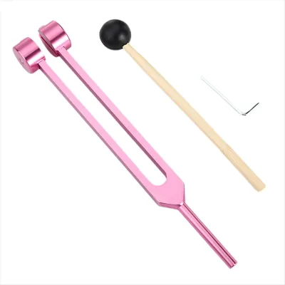 (LAA1) Healing Chakra 128 Hz Tuning Fork Set Aluminium Alloy Sound Therapy Bio-Acoustic Tuning Fork Colorful Adjustable Pink