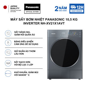 Máy sấy bơm nhiệt Panasonic 105 kg với 3 động cơ Inverter NH-XV21X1AVT - Diệt khuẩn hiệu quả với Nanoe™ X
